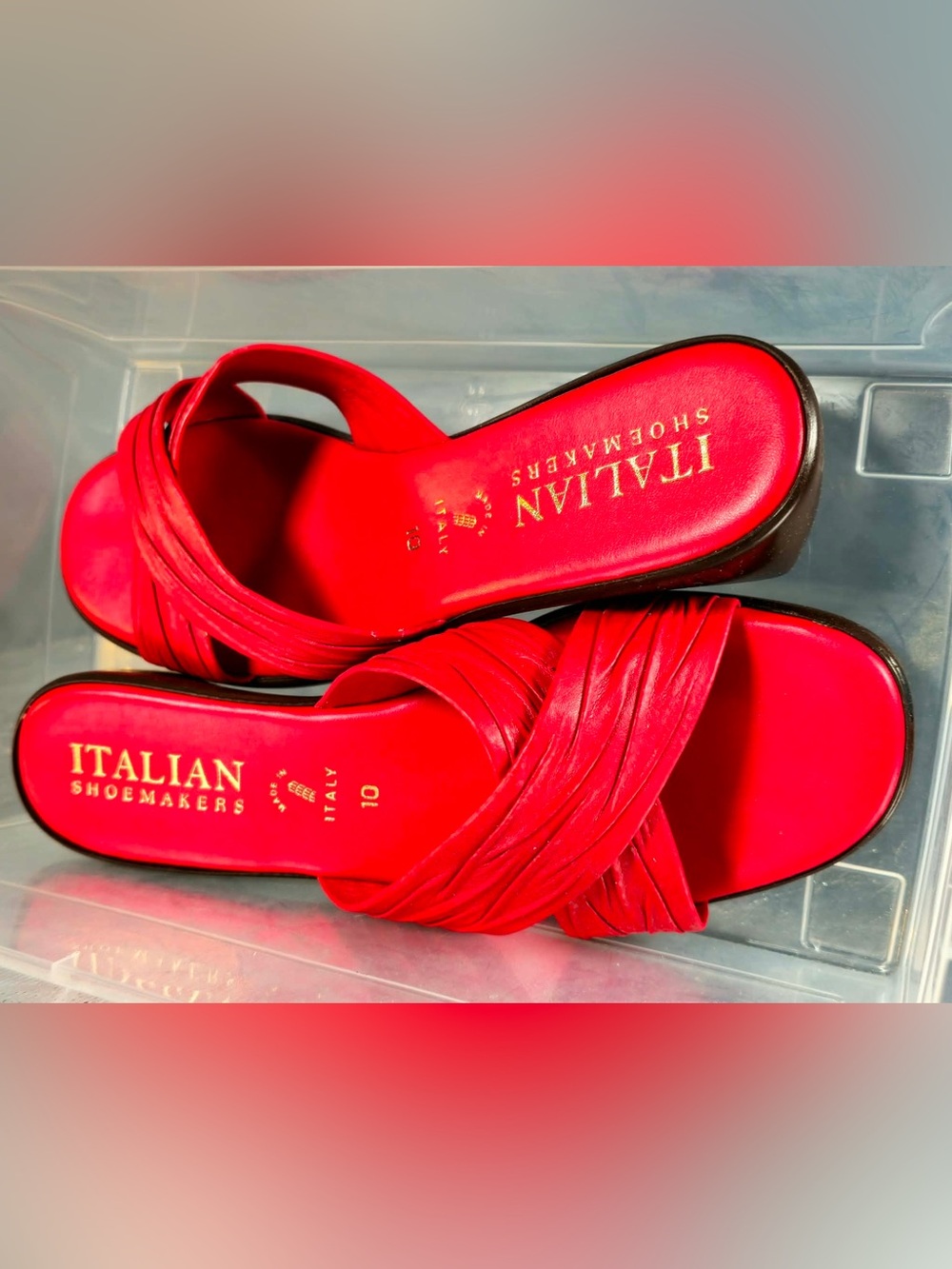 EUC Italian Shoemaker red slides